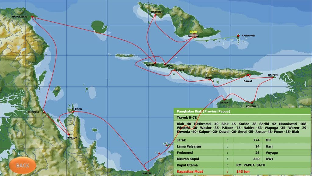 A map showing the route of a cruise ship.