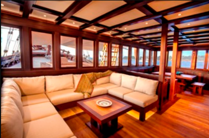 A living room on a boat.