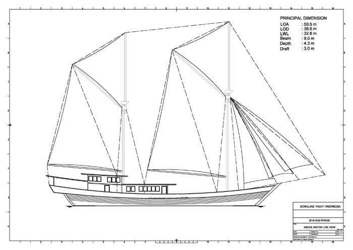 A drawing of a sailboat.