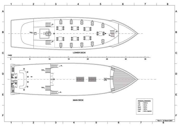 A diagram showing the layout of a boat.